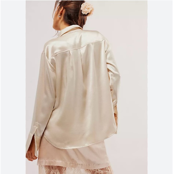 NWT Free People Shooting for the Moon Satin Button Down - Picture 3 of 11